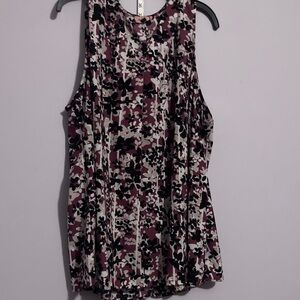 Elegant Floral Tank Top - Black and Purple